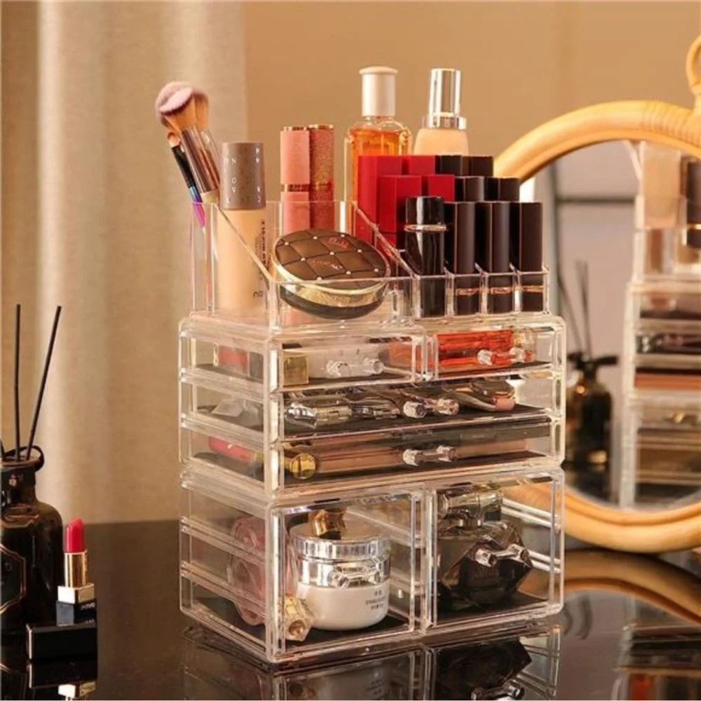 Makeup Organizer Clear Stackable Storage Box With 6 Drawers For Vanity